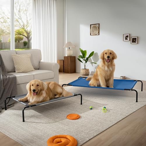 Elevated Dog Bed with Washable Breathable Mesh, Blue 50in Y41689