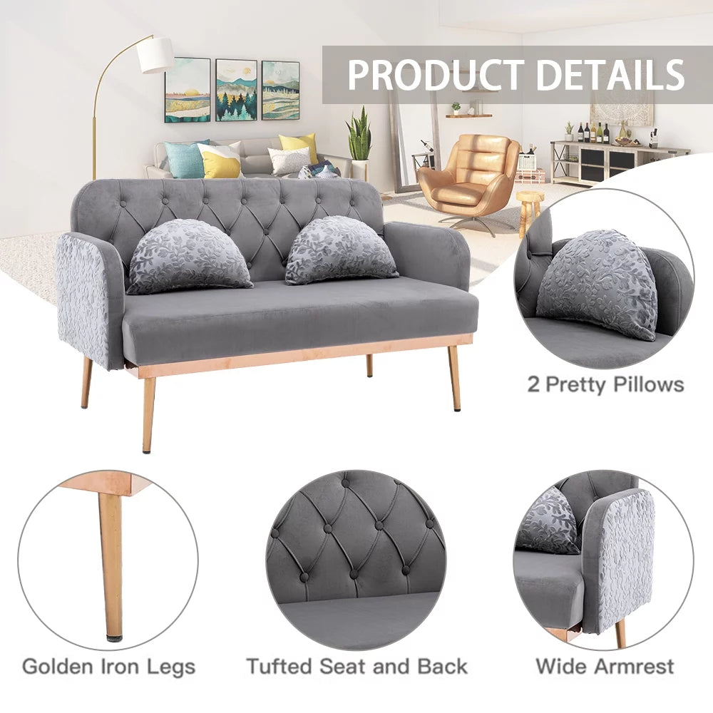 Velvet Loveseat with 2 Pillows B291