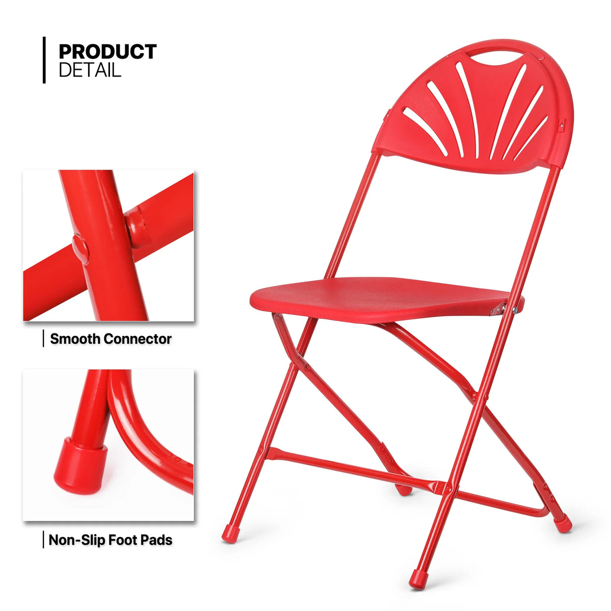 11-Piece Folding Dining Table with 10 Red Chairs Set T836336