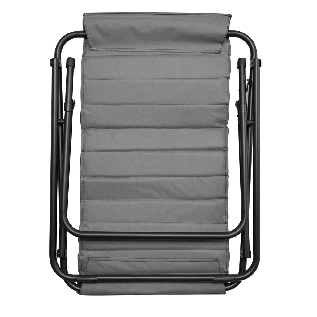 Ribbed Folding Sling Lounge Chair, Grey Y72792