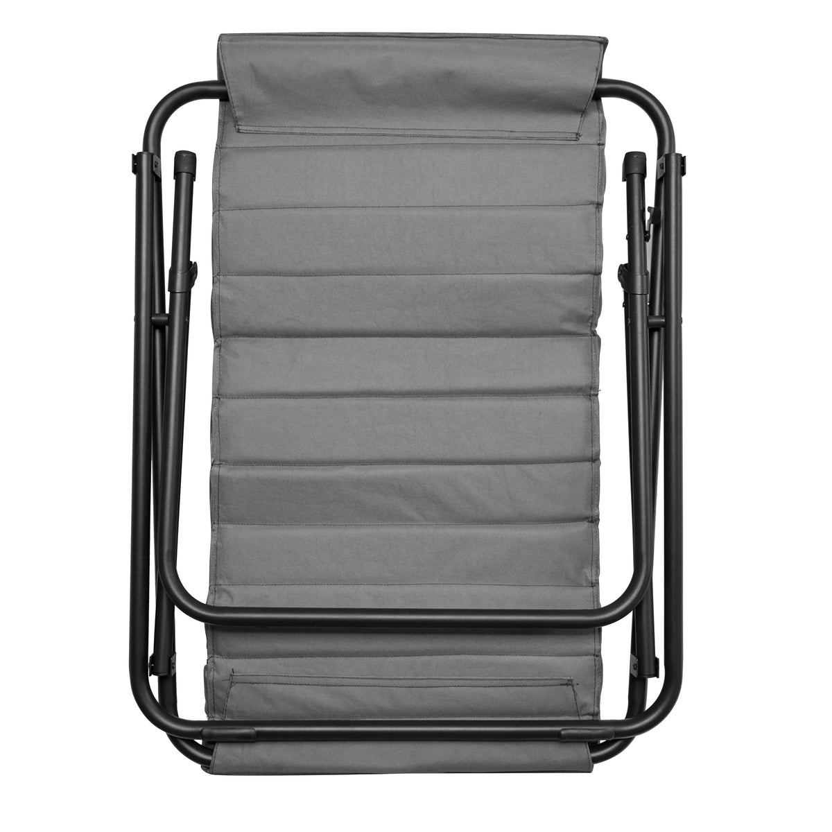 Ribbed Folding Sling Lounge Chair, Grey Y72792