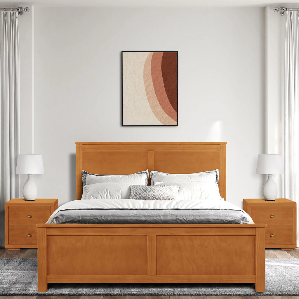 Queen Cherry Paneled Headboard Platform Bedroom Set F4015