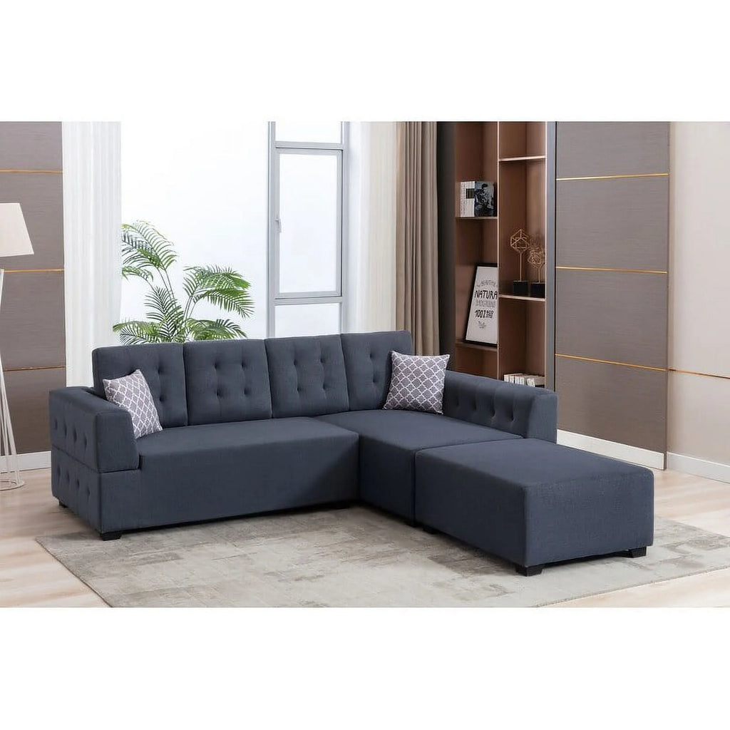 Light Gray Linen Sectional Sofa with Chaise Z62669