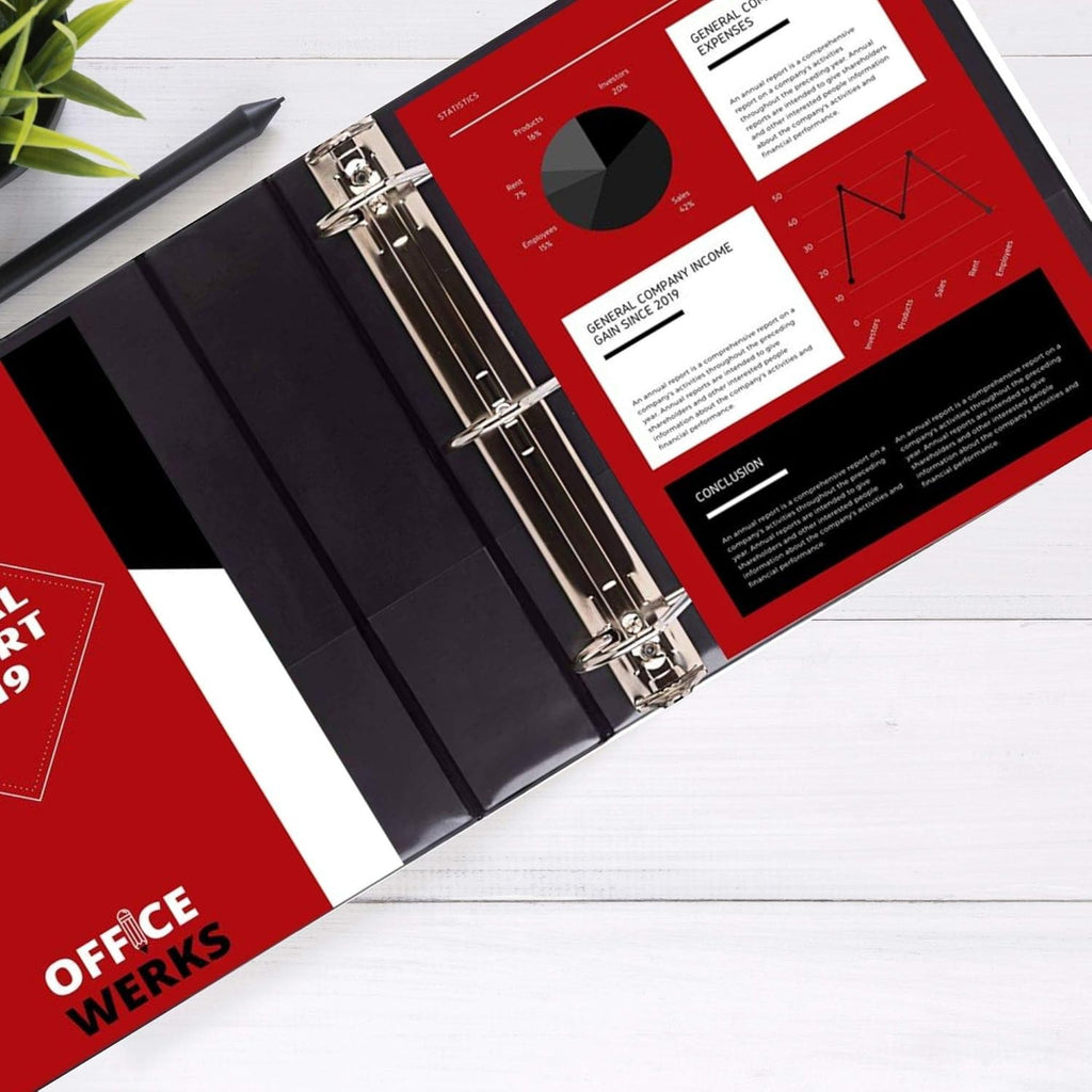 4 Pack 6 Inch D Ring Binder with Pockets Black U87820
