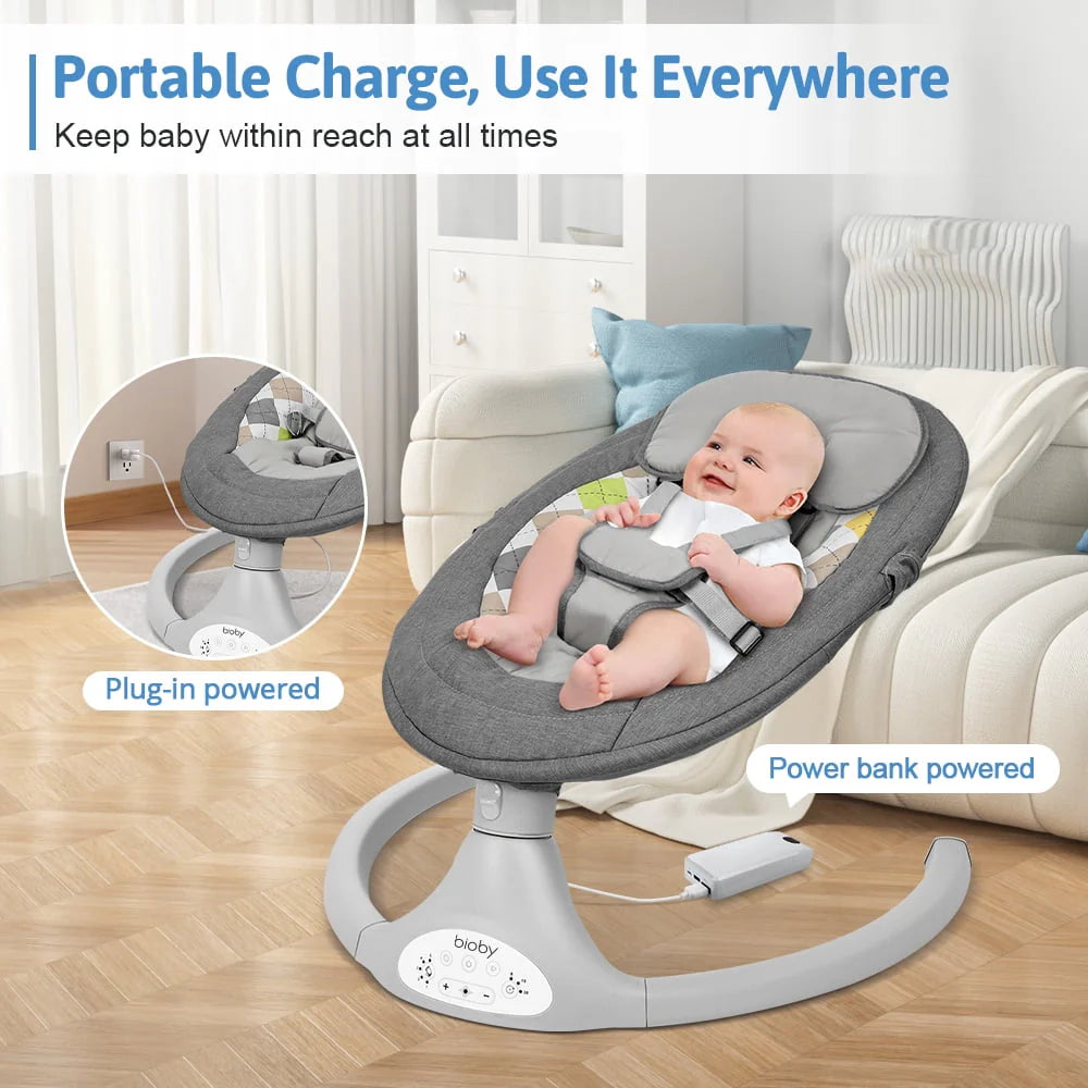 Electric Baby Swing with Remote Control, 5 Swing Speeds, Grey D794