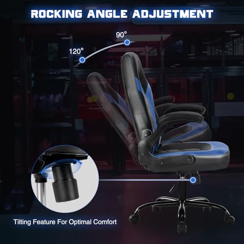 Blue Ergonomic Gaming Chair with Flip-up Armrests S4403