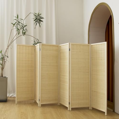 Beige 3.95 FT Tall Bamboo Folding Room Divider D4519