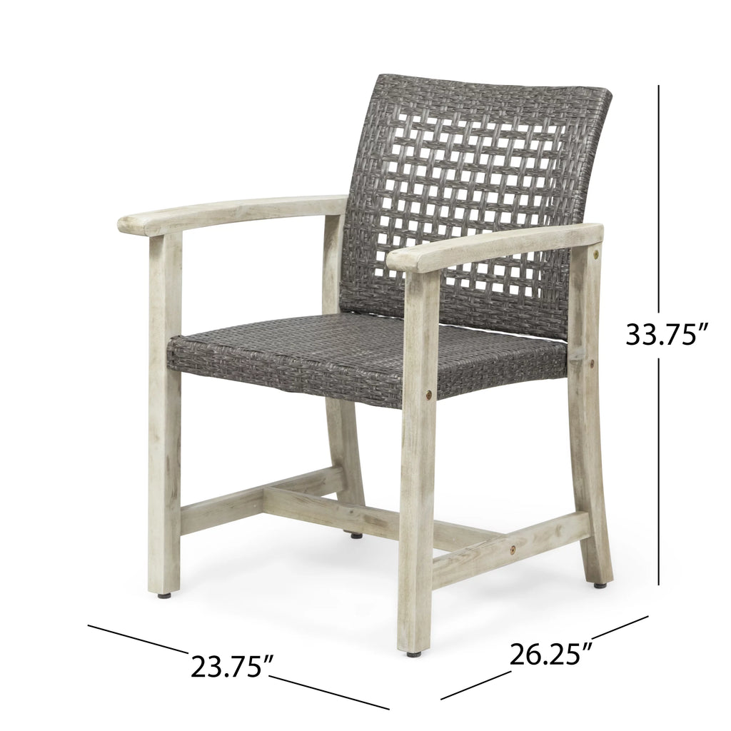 Acacia Wood and Wicker 6 Seater Dining Set D42912