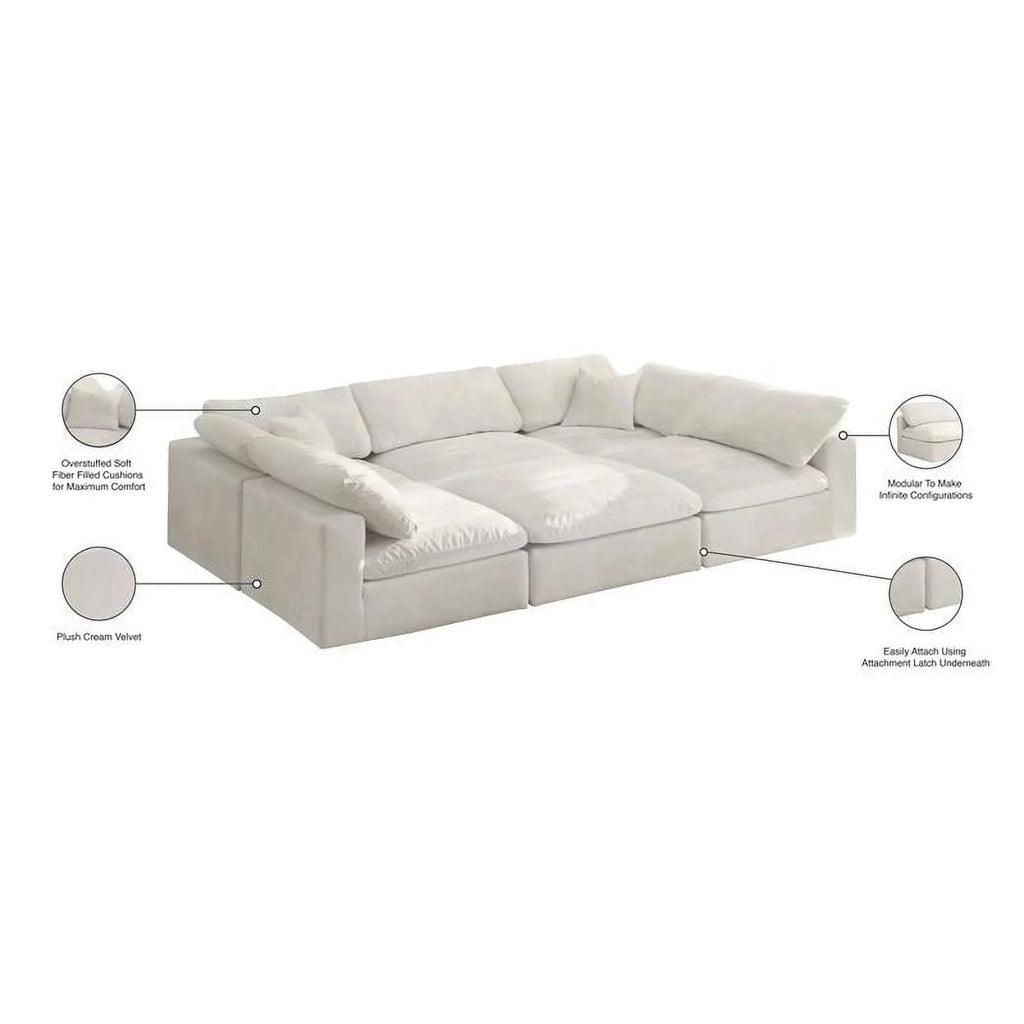 Cream Velvet Modular Sectional B558