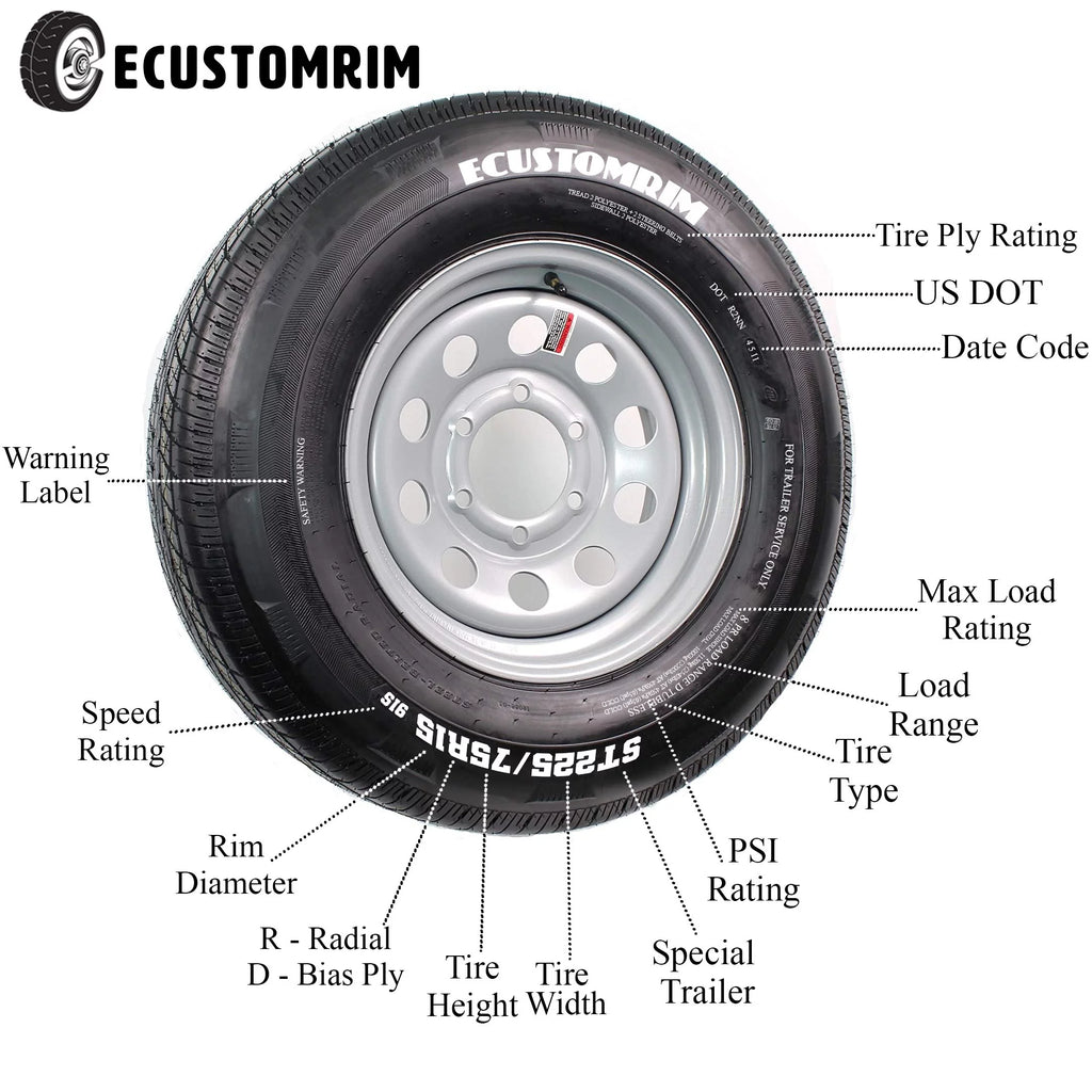 ST235/80R16 8 Lug Trailer Tire On Rim I9941