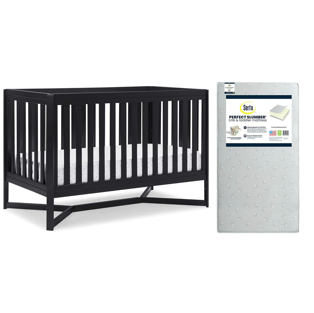 4-in-1 Convertible Crib and Dual Sided Crib & Toddler Mattress F47827