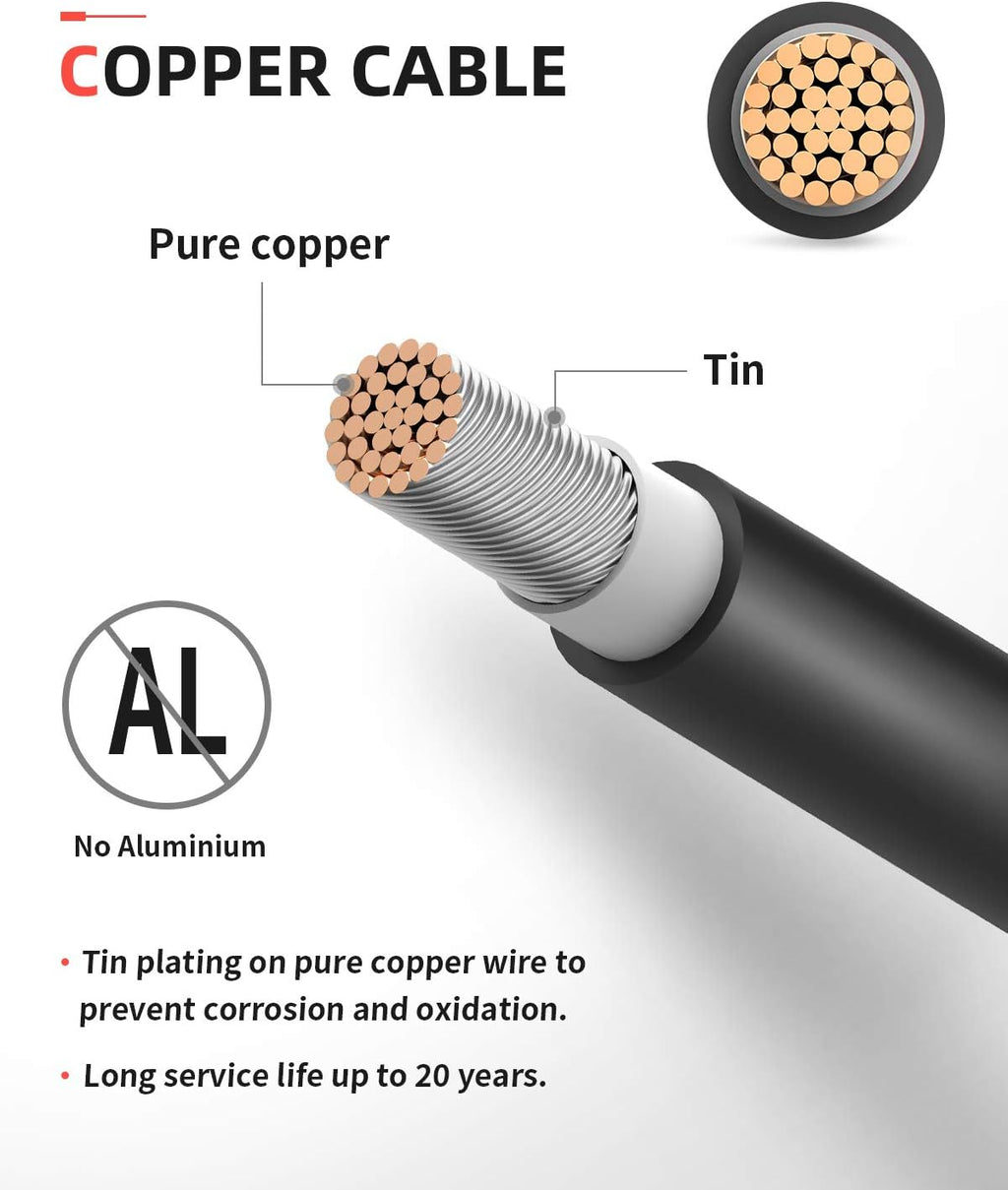 100Feet 10AWG Solar Extension Cable with Female and Male Connector T379