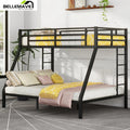 Black Twin XL over Queen Metal Bunk Bed with Ladder and Guardrails Y317