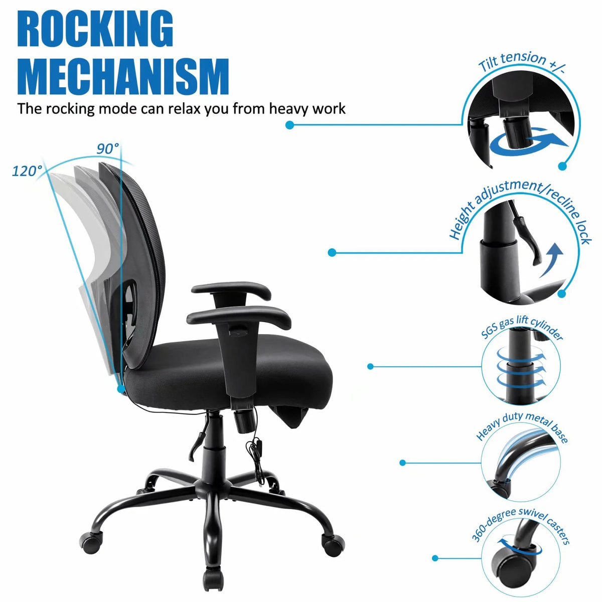 Black Adjustable Mesh Ergonomic Office Chair G20749