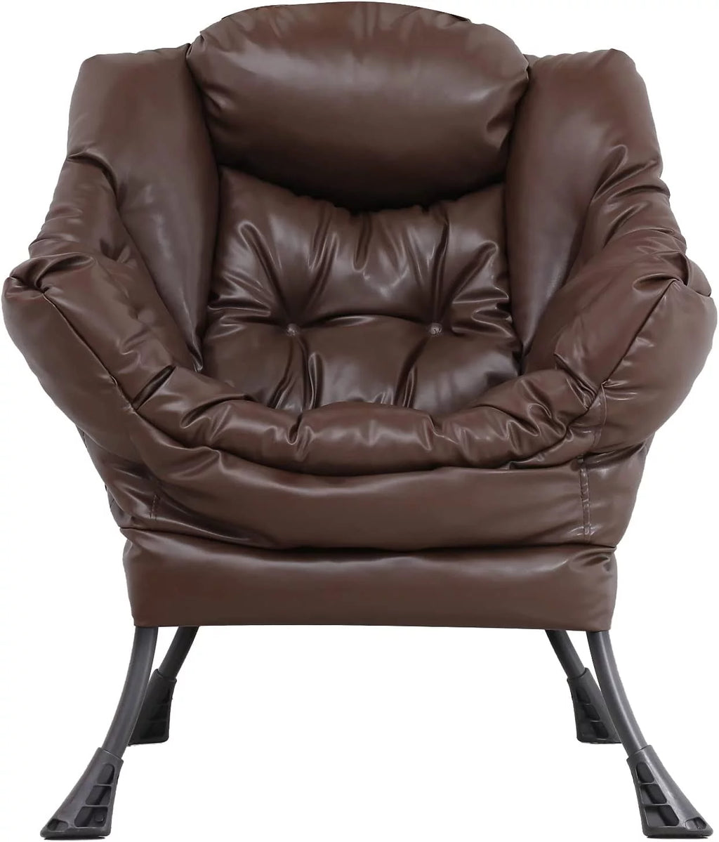 Brown Faux Leather Armchair with Side Pocket R607