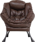 Brown Faux Leather Armchair with Side Pocket R607