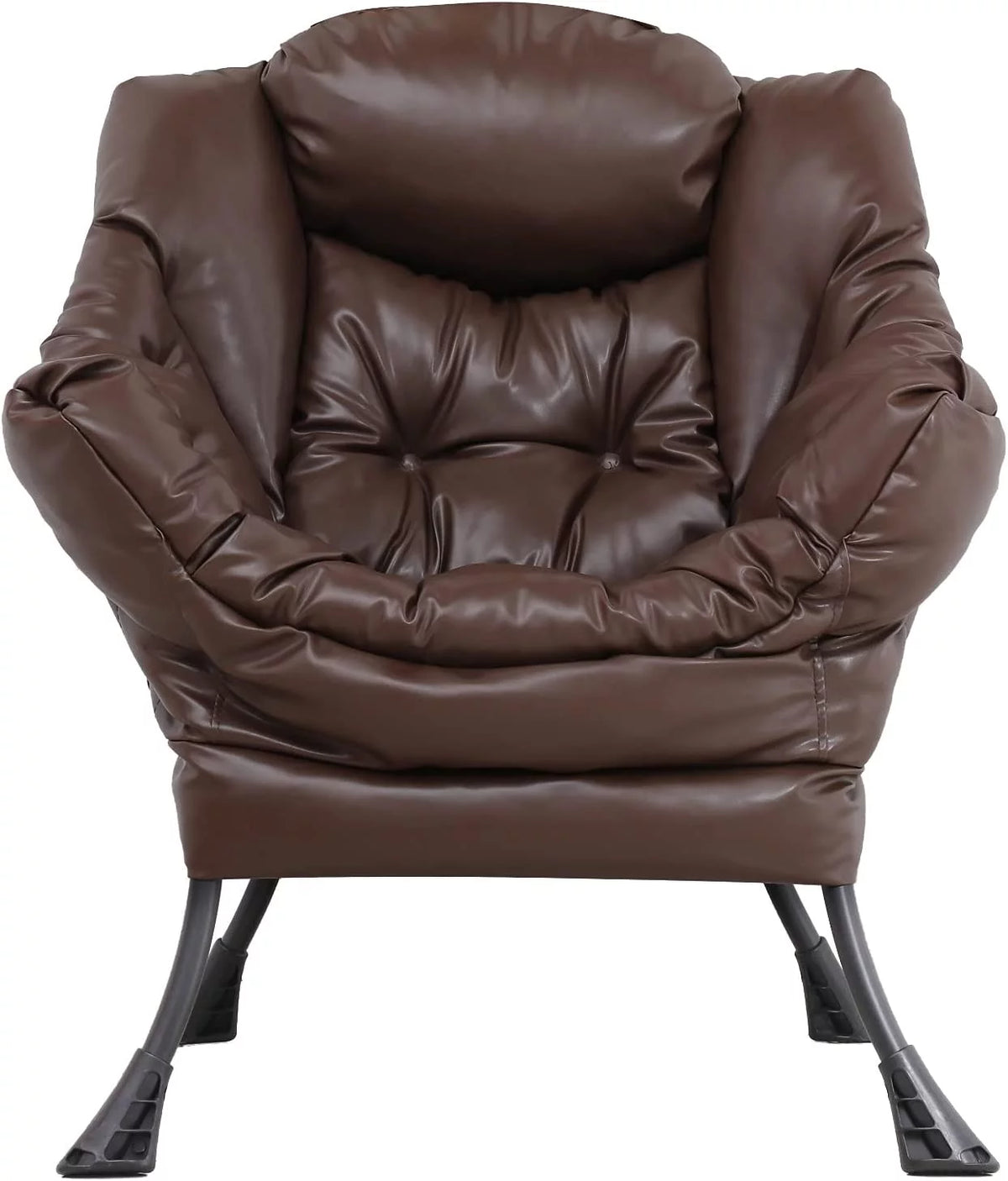 Brown Faux Leather Armchair with Side Pocket R607