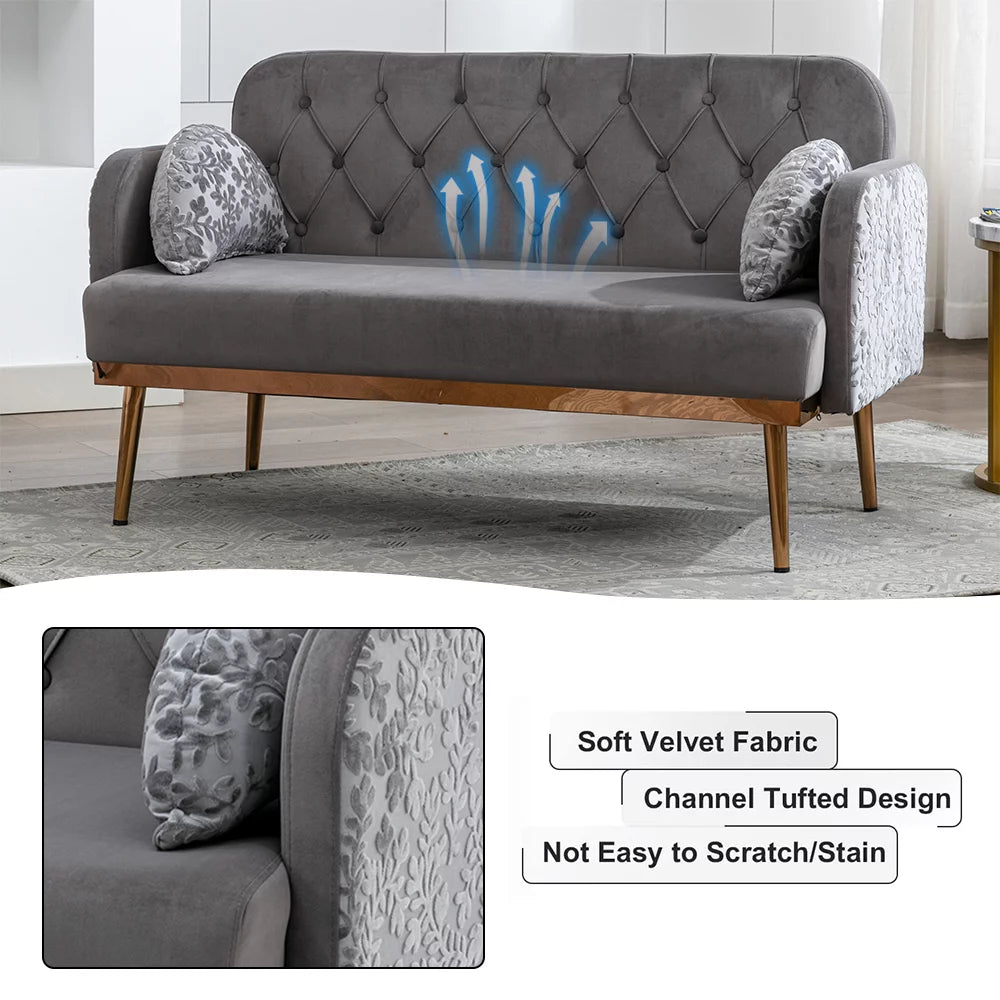 Velvet Loveseat with 2 Pillows B291