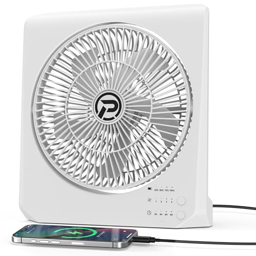 20000mAh Rechargeable Fan, 10" Square Table Fan with Timer H92404