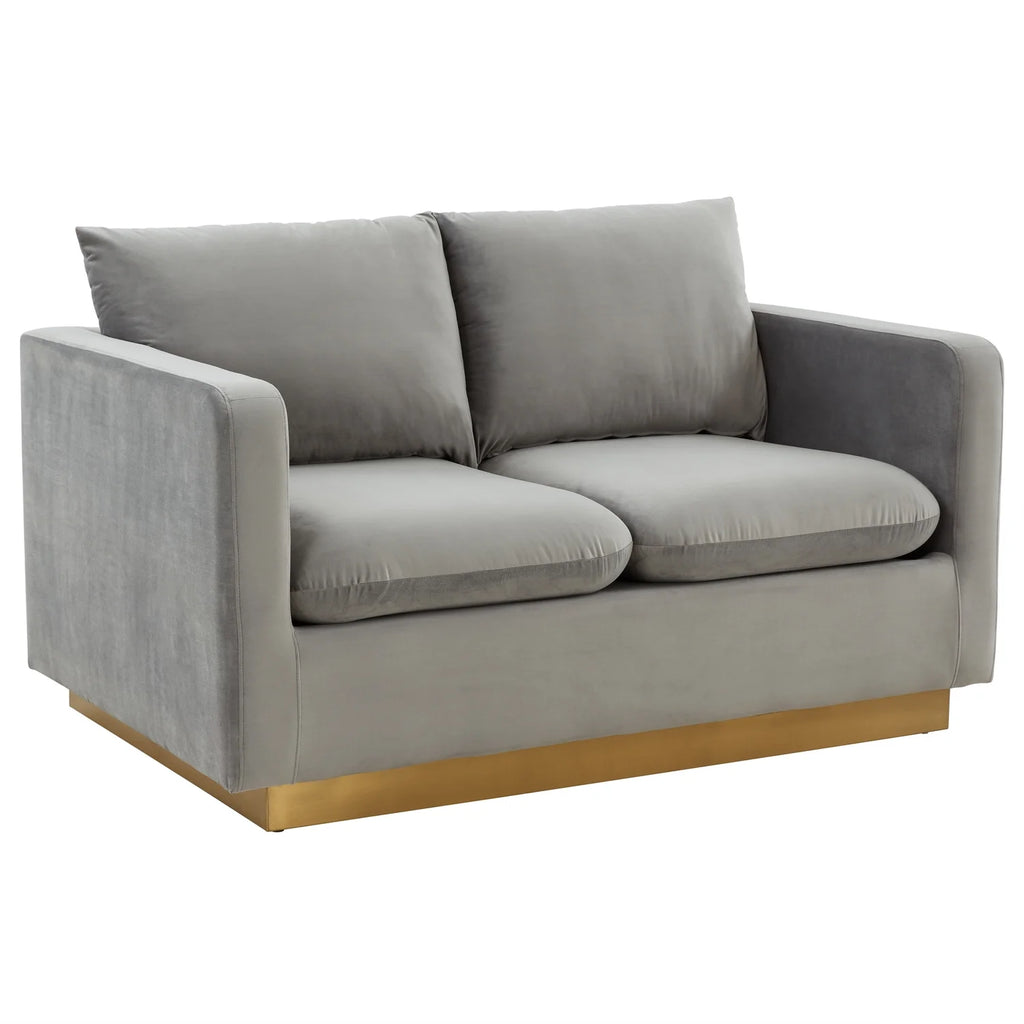 Upholstered Velvet Loveseat with Gold Frame N326