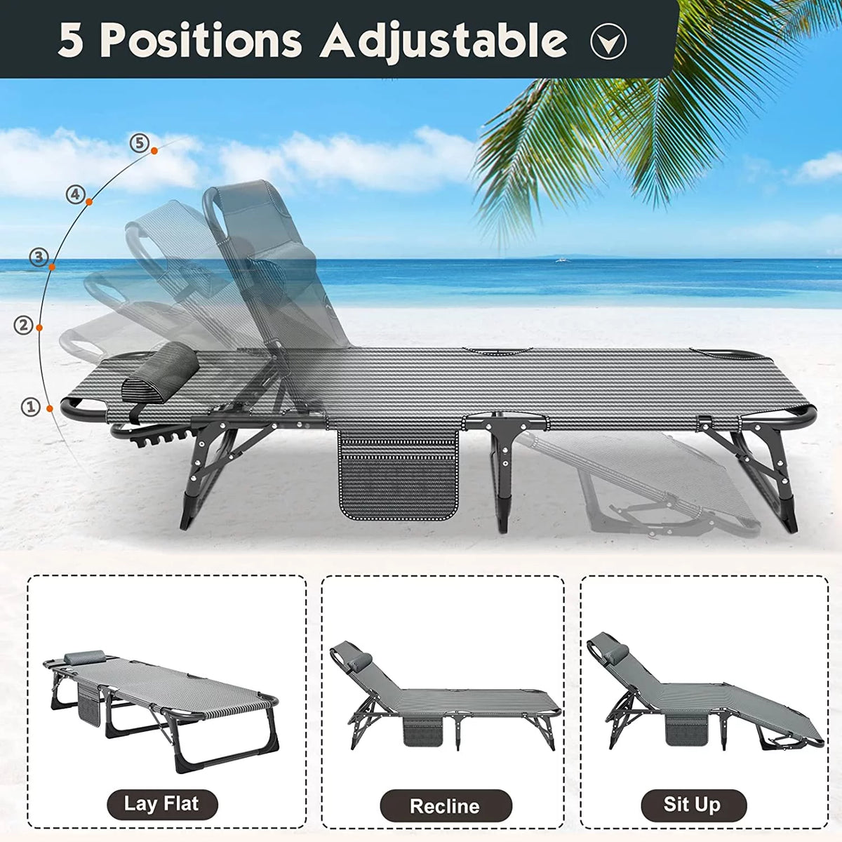Folding Camping Cot with Cushion & Pillow G894493