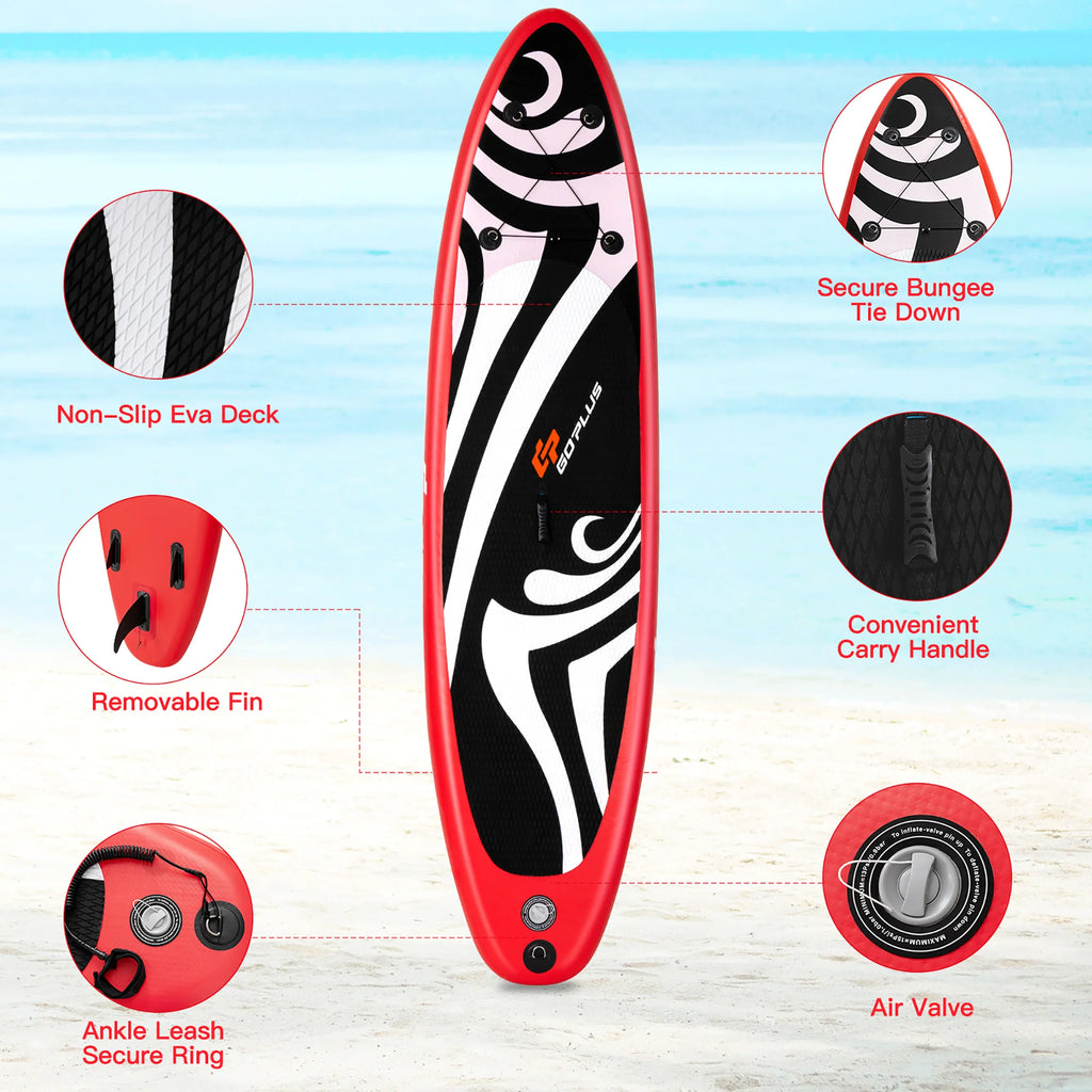 11' Inflatable Stand Up Paddle Board with Bag Paddle Pump Red Z2074