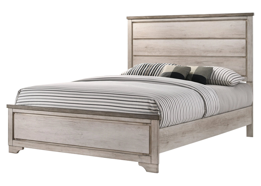 5pc Queen Size Bed Dresser Mirror Nightstands Set Beige Wooden Bedroom Furniture U2554