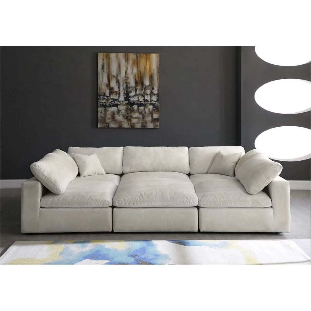 Cream Velvet Modular Sectional B558