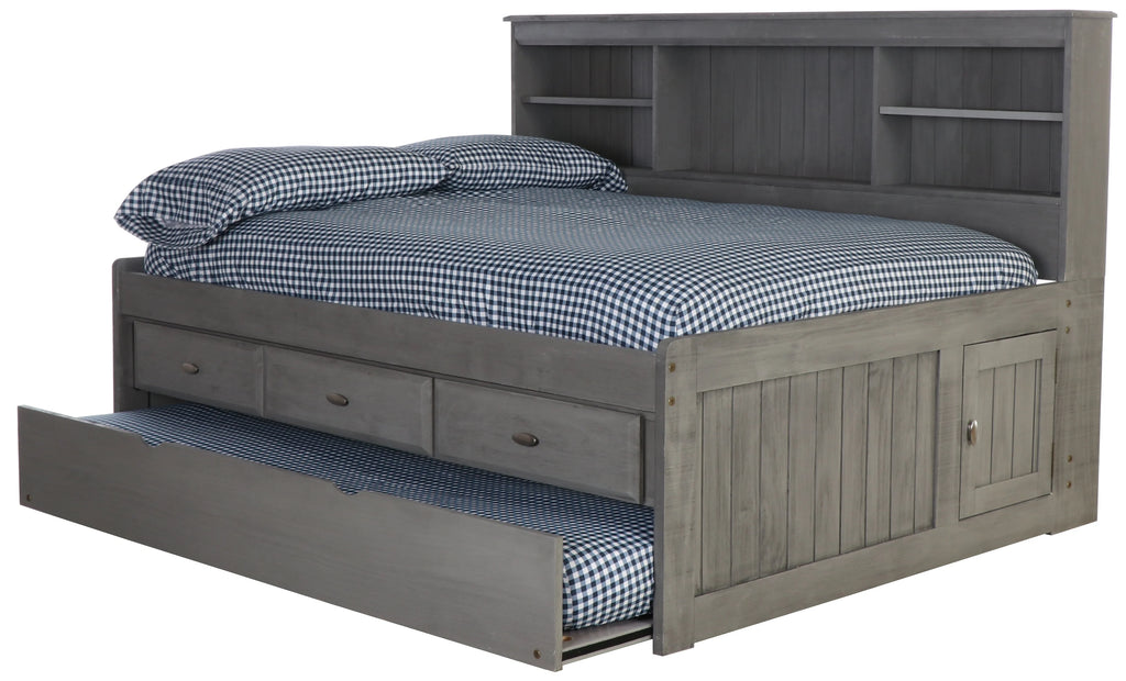 Charcoal Gray Solid Pine Full Daybed with Three Drawers and Twin Trundle L173903