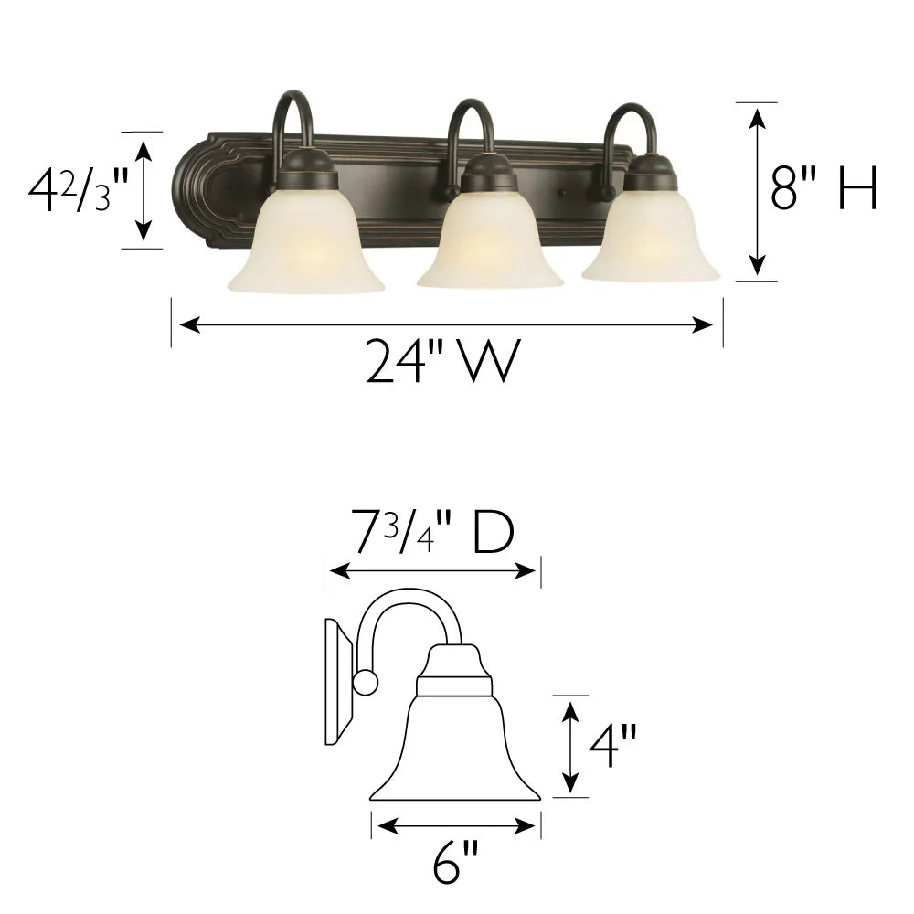 3-Light Frosted Glass Vanity Light G9582
