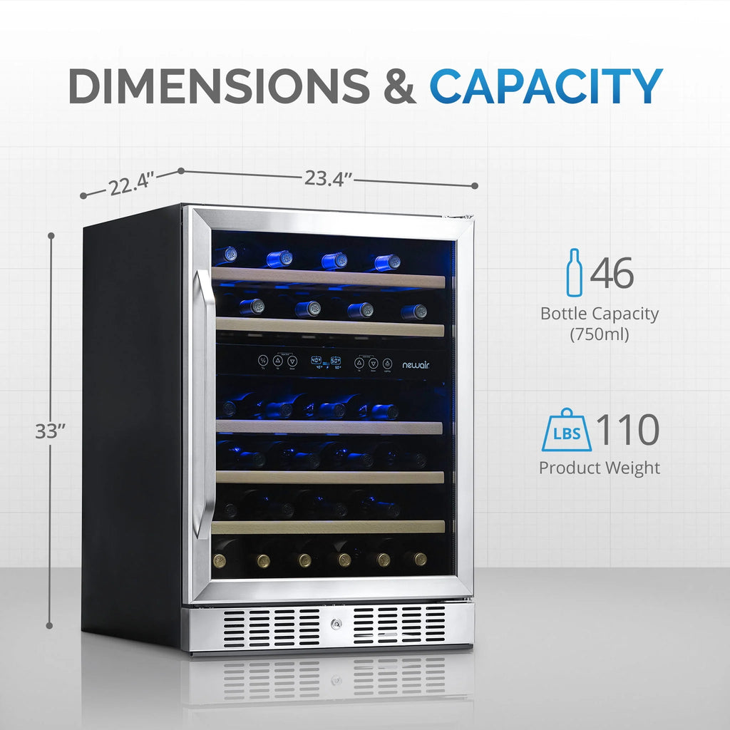 46-Bottle Dual-Zone Stainless Steel Wine Refrigerator Y3057