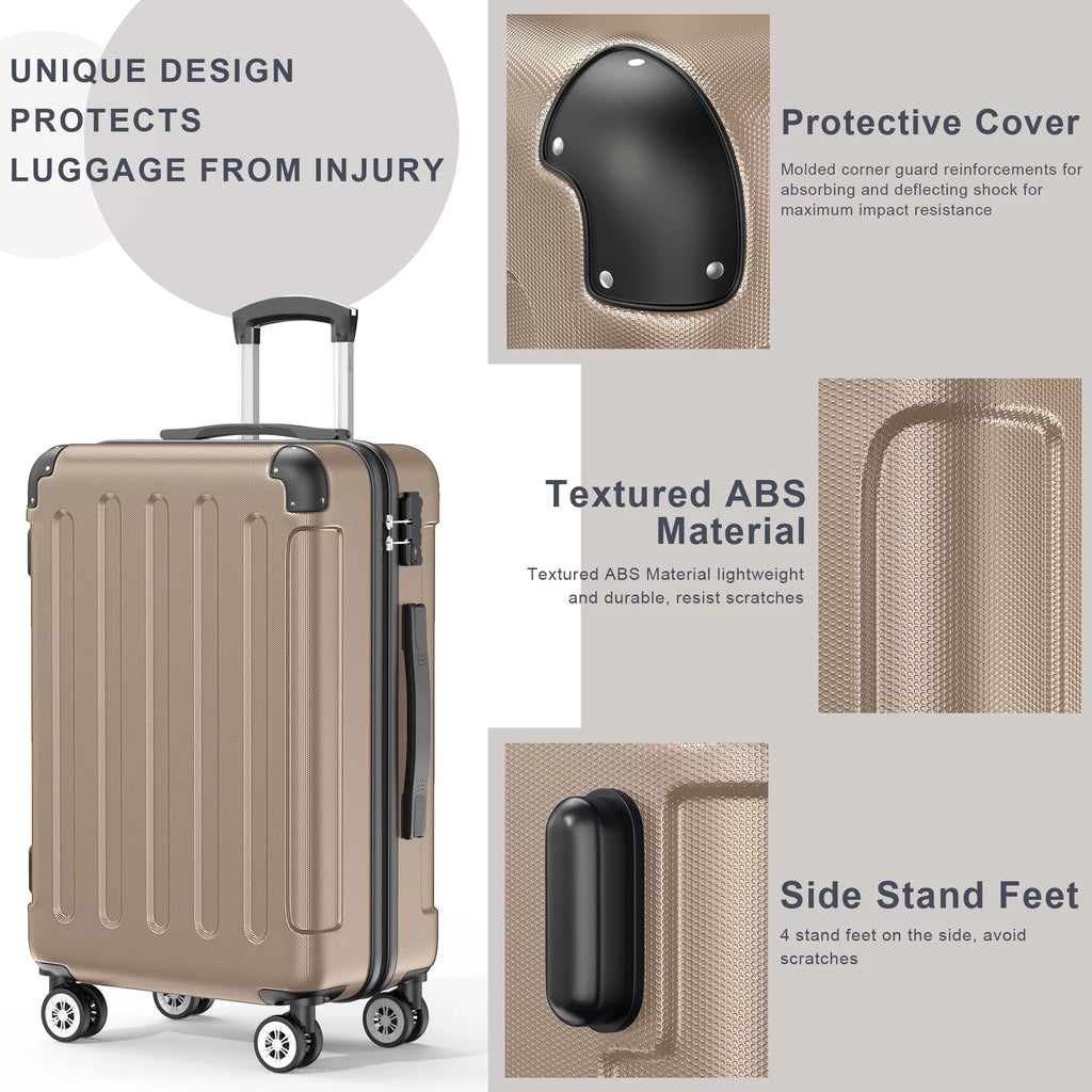 3 Piece Hardshell Lightweight Luggage Set with TSA Lock Spinner Wheels K1424
