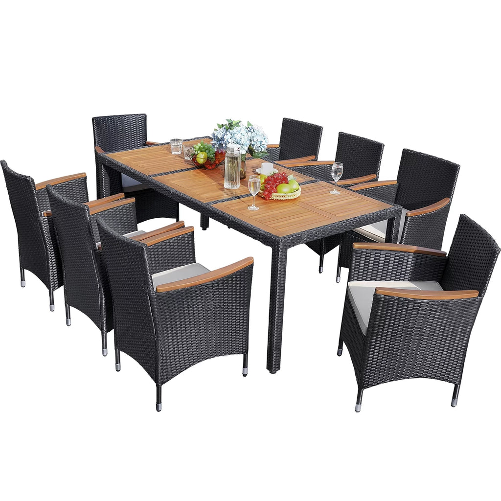 7 Pieces PE Rattan Wicker Patio Dining Set with Cushions G821