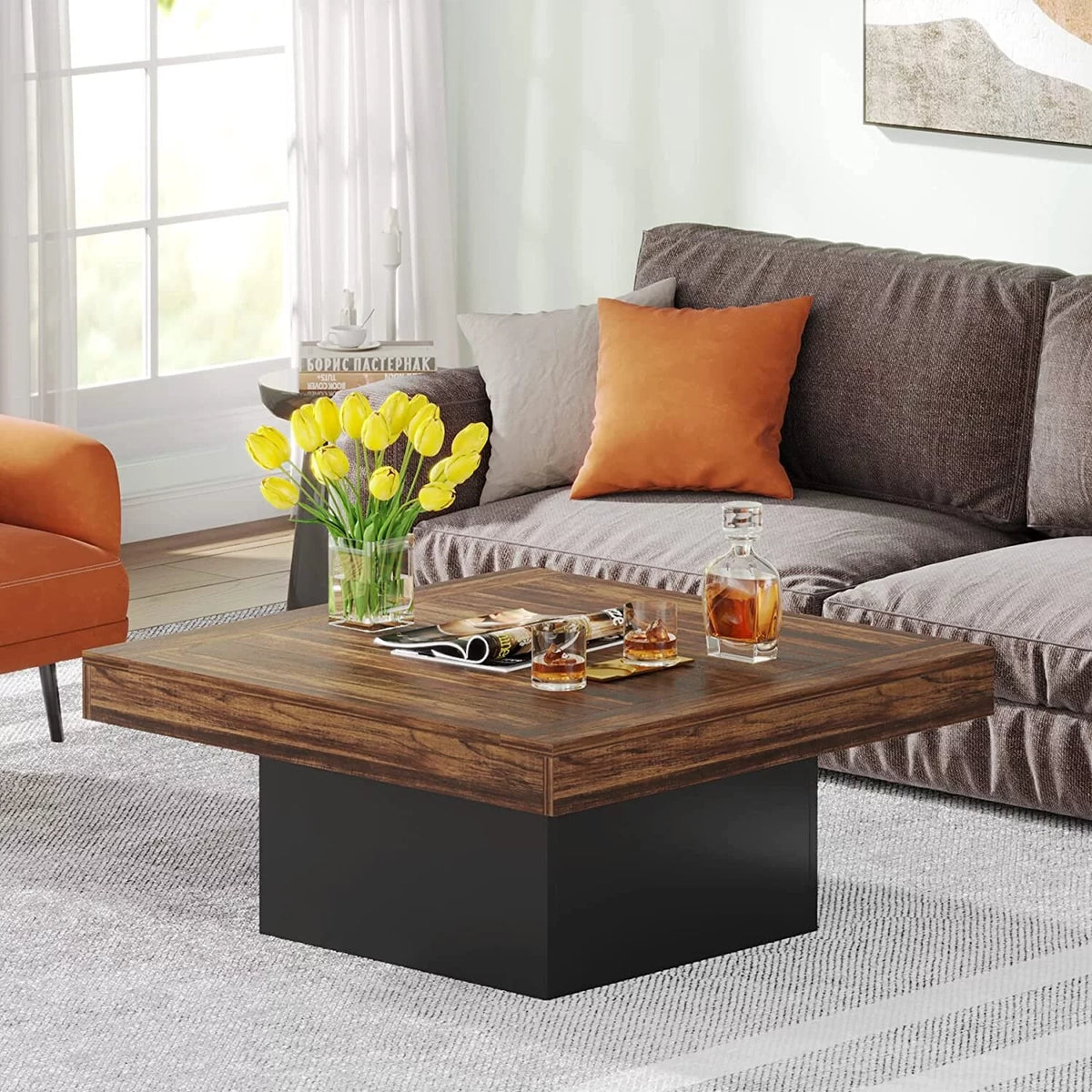 Brown Square LED Coffee Table E57249