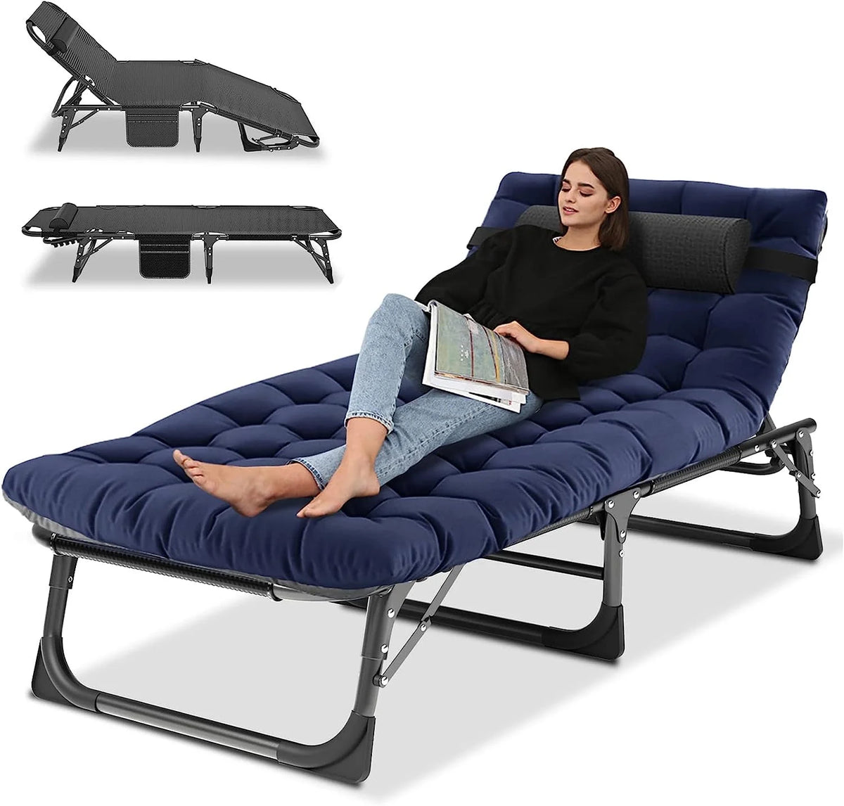Folding Camping Cot with Cushion & Pillow G894493