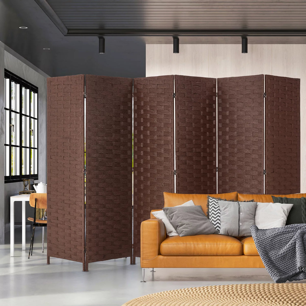 6 Panel 6 FT Tall Weave Fiber Folding Room Divider L537