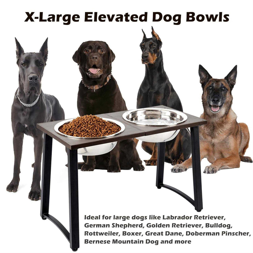 Elevated Dog Bowls with 2 X-Large Stainless Steel Bowls and Slow Feeder O3625
