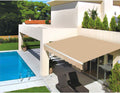 8.2'×6.5' Retractable Patio Awning with Manual Crank Handle, Beige H586
