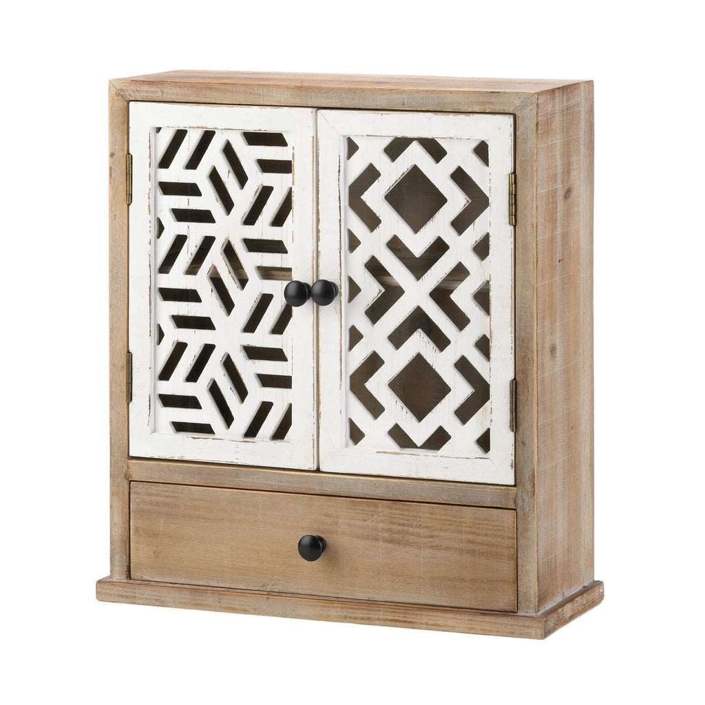 White Geo Pattern Wall Cabinet R11829