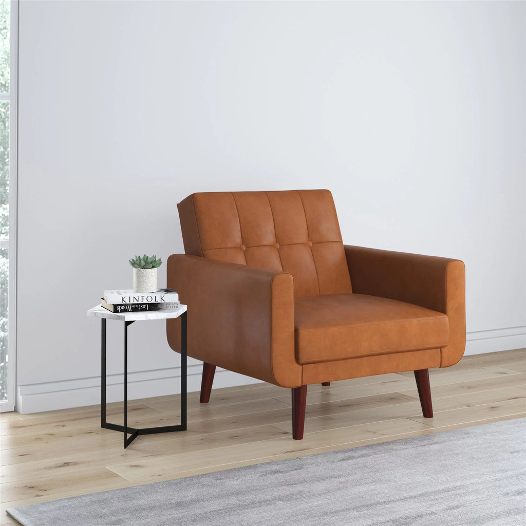 Camel Faux Leather Chair with Arms G8365
