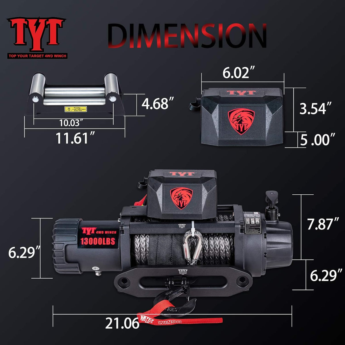 13000 lb. Waterproof Electric Winch with Synthetic Rope P3653