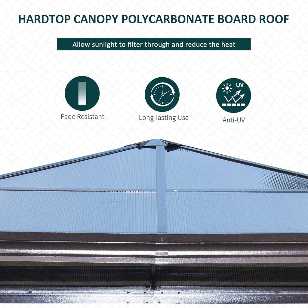10x10 Polycarbonate Hardtop Gazebo with Curtains and Netting N9289