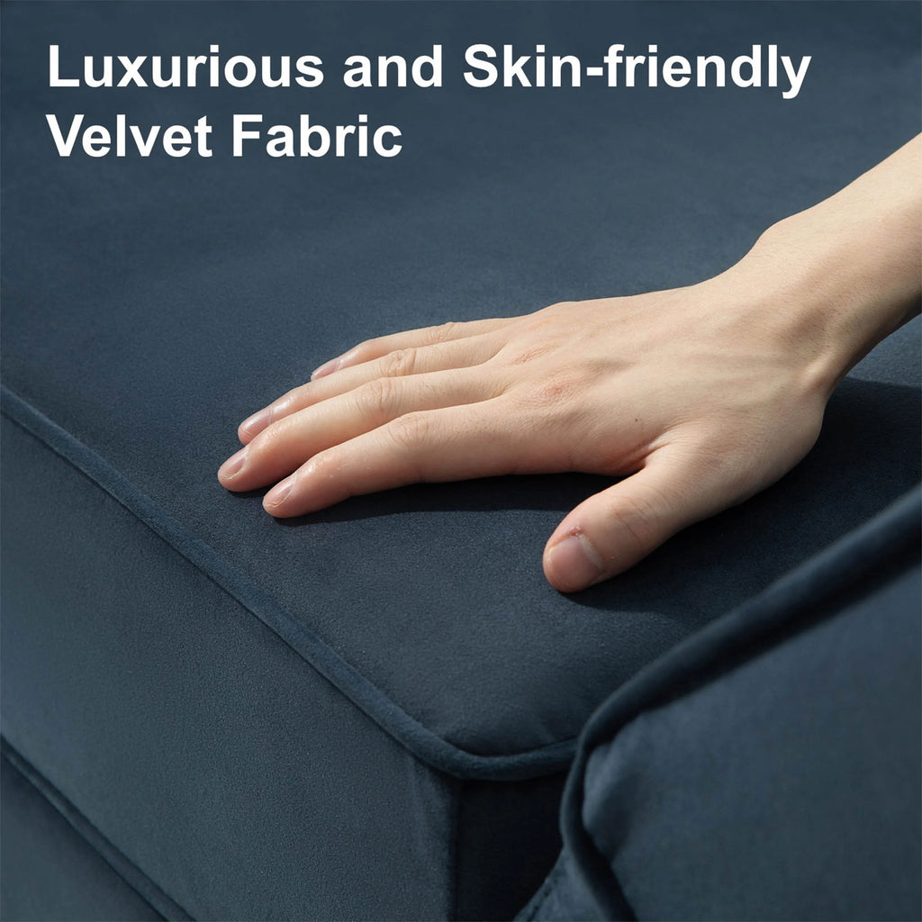 Blue Velvet L Shaped Sectional Sofa with Storage M9316