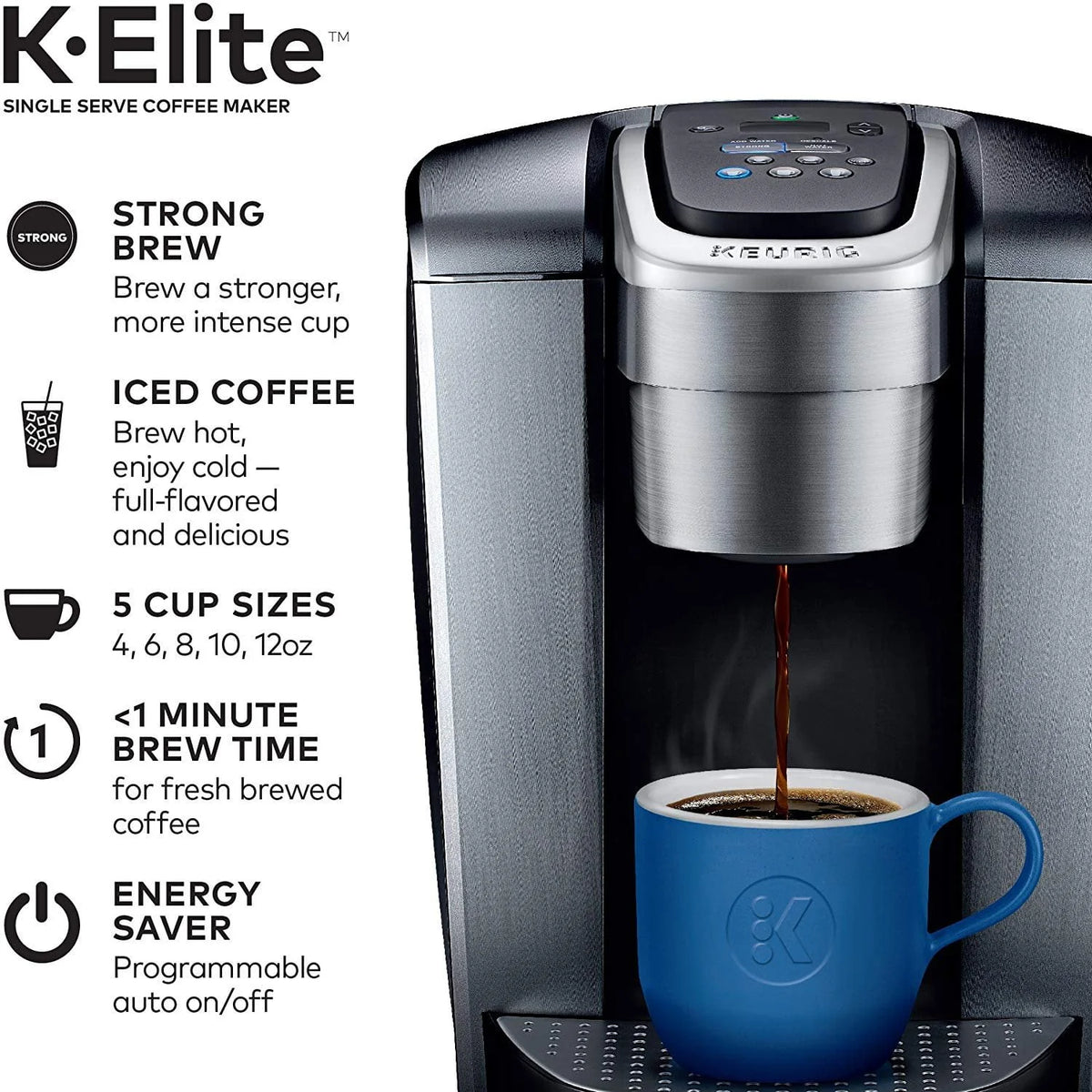 Single Serve K-Cup Pod Coffee Maker, Brushed Silver M4895