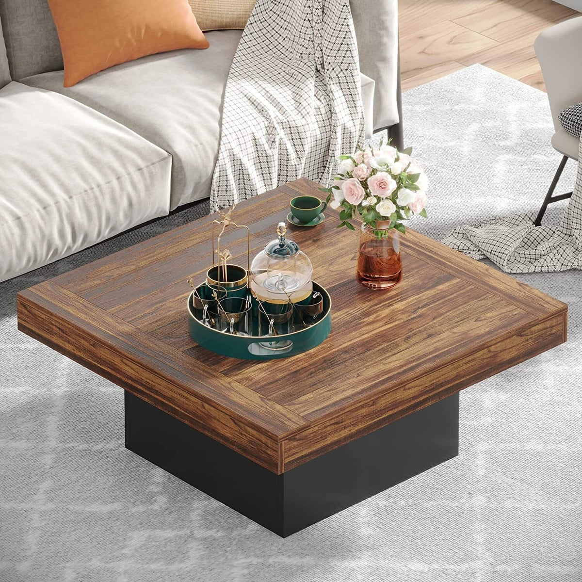 Brown Square LED Coffee Table E57249