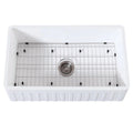 33 In. Farmhouse Kitchen Sink With Strainer And Grid W22824
