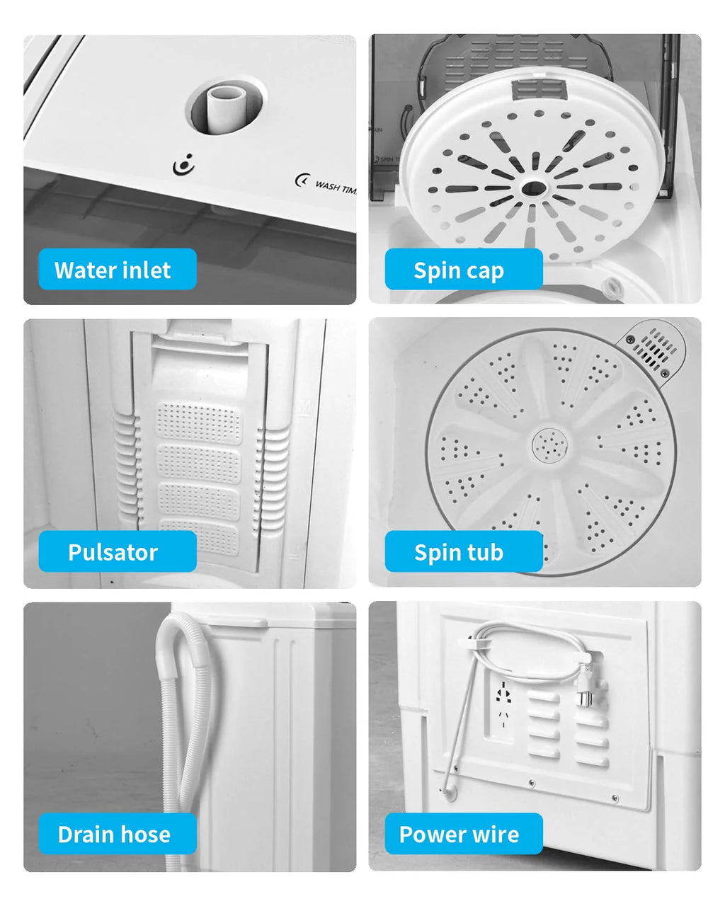 Portable 26lbs Twin Tub Compact Semi-automatic Washing Machine T8930