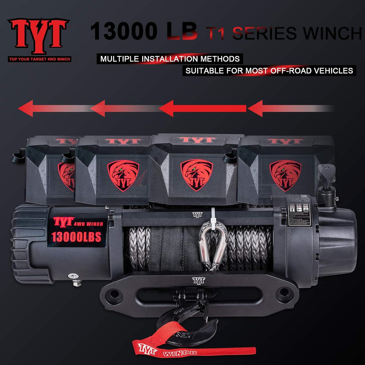 13000 lb. Waterproof Electric Winch with Synthetic Rope P3653
