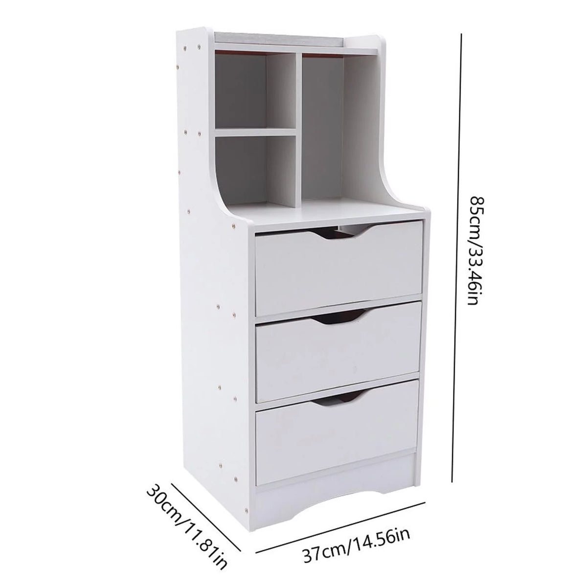 3 Drawer White Wood Nightstand F9483