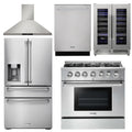 36 Gas Range, Range Hood, Refrigerator with Water and Ice Dispenser, Dishwasher, Wine Cooler N35808